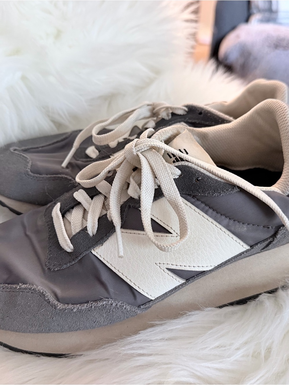 New Balance Gray & White Casual Runner Sneakers